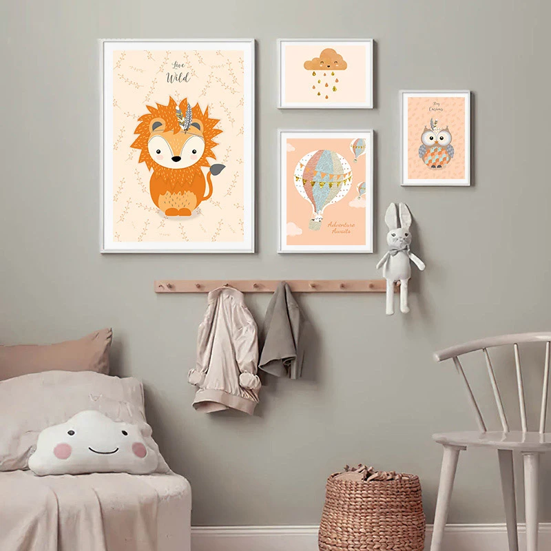Nordic Child Poster Nusery Print Lion Owl Balloon Canvas Painting Cartoon Animal Wall Art Picture Kid Baby Bedroom Decoration
Nordic Child Poster Nusery Print Lion Owl Balloon Canvas Painting Cartoon Animal Wall Art Picture Kid Baby Bedroom Decoration