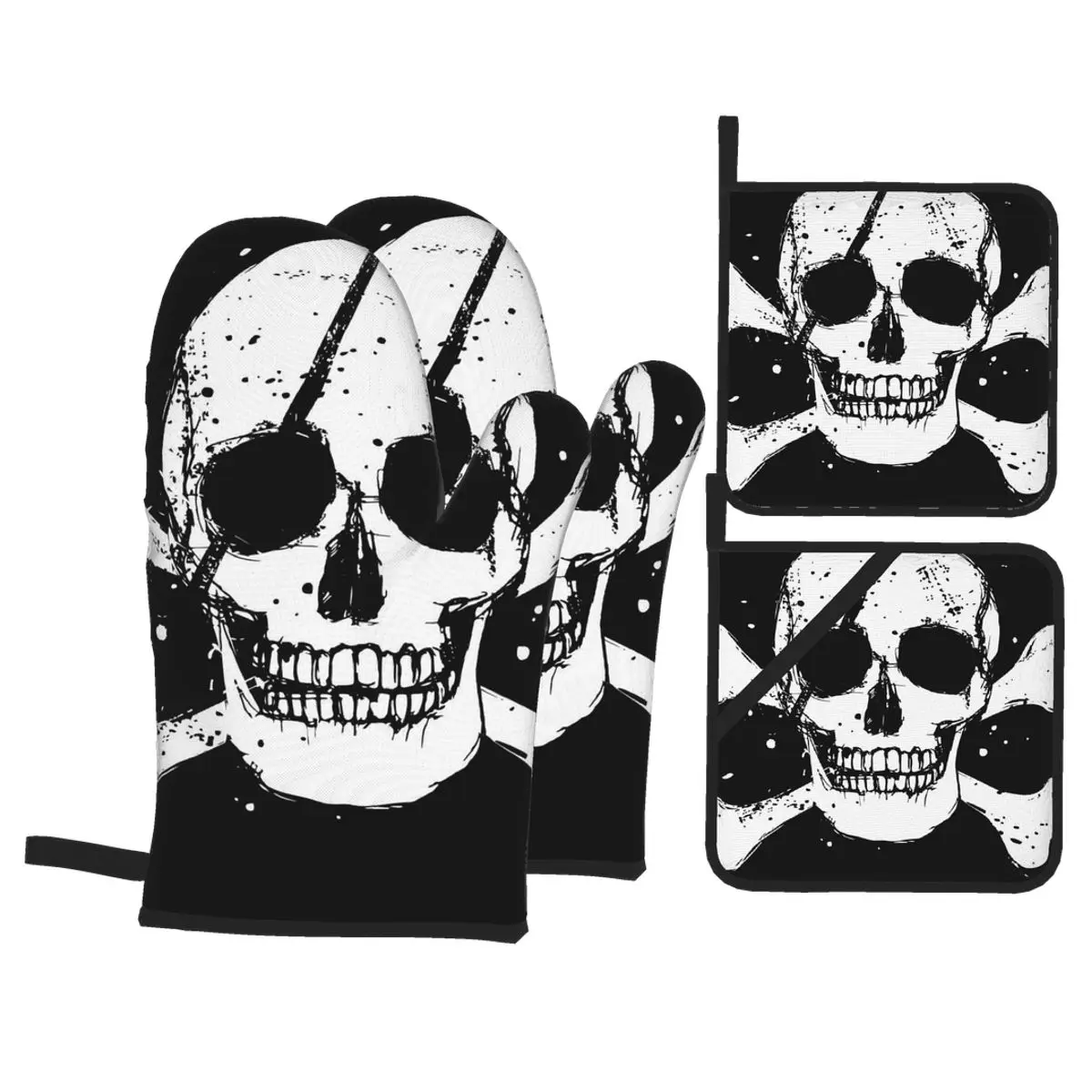 4pcs Kitchen Gloves Insulation Pad Black Pirate Flag Cooking Microwave Gloves Baking BBQ Oven Potholders Oven Mitts
4pcs Kitchen Gloves Insulation Pad Black Pirate Flag Cooking Microwave Gloves Baking BBQ Oven Potholders Oven Mitts