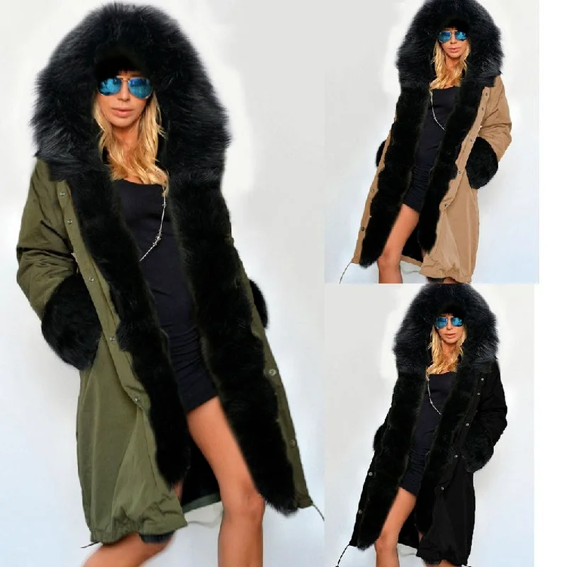 Winter Coat Women Fur Hooded Loose Long Sleeve Zipper Long Jacket Slim-fit Warm Women's Jackets Lugentolo
Winter Coat Women Fur Hooded Loose Long Sleeve Zipper Long Jacket Slim-fit Warm Women's Jackets Lugentolo