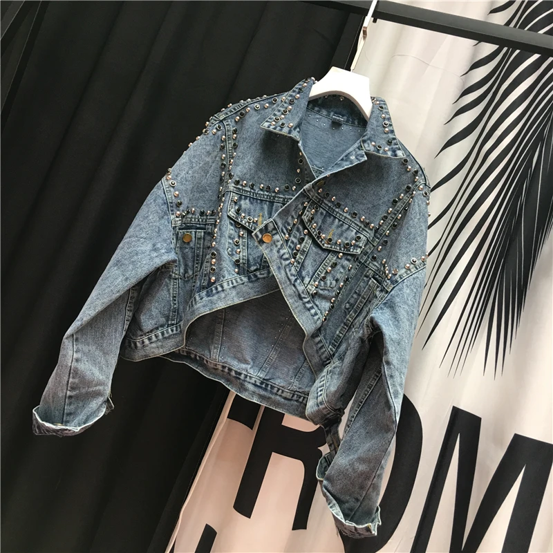 2021 Spring Rivet Denim Jacket Women's Beads Loose Short Fall Coat Female Long Sleeve Casual Blue Korean Style Jean Jacket
2021 Spring Rivet Denim Jacket Women's Beads Loose Short Fall Coat Female Long Sleeve Casual Blue Korean Style Jean Jacket