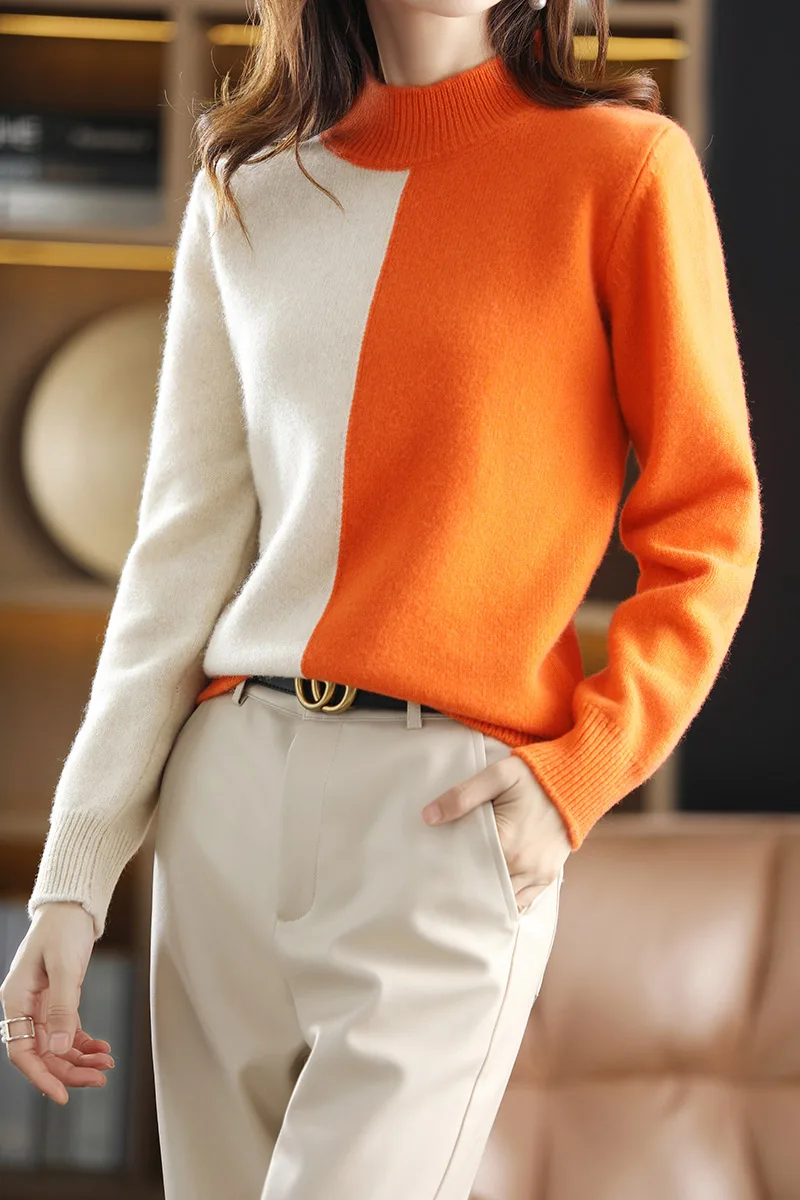 Winter Woman's Sweaters Fashion Casual Turtleneck Thick Patchwork Long Sleeve Jumper Female Pullover 100% Wool Knit Tops Cothing
Winter Woman's Sweaters Fashion Casual Turtleneck Thick Patchwork Long Sleeve Jumper Female Pullover 100% Wool Knit Tops Cothing