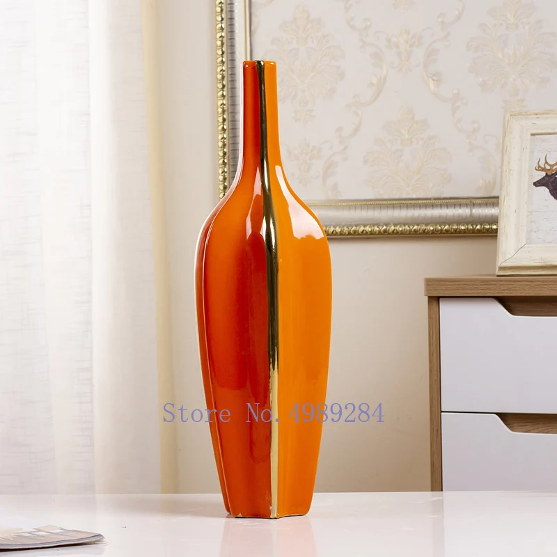 Креативная керамическая ваза в скандинавском стиле золотистого и оранжевого