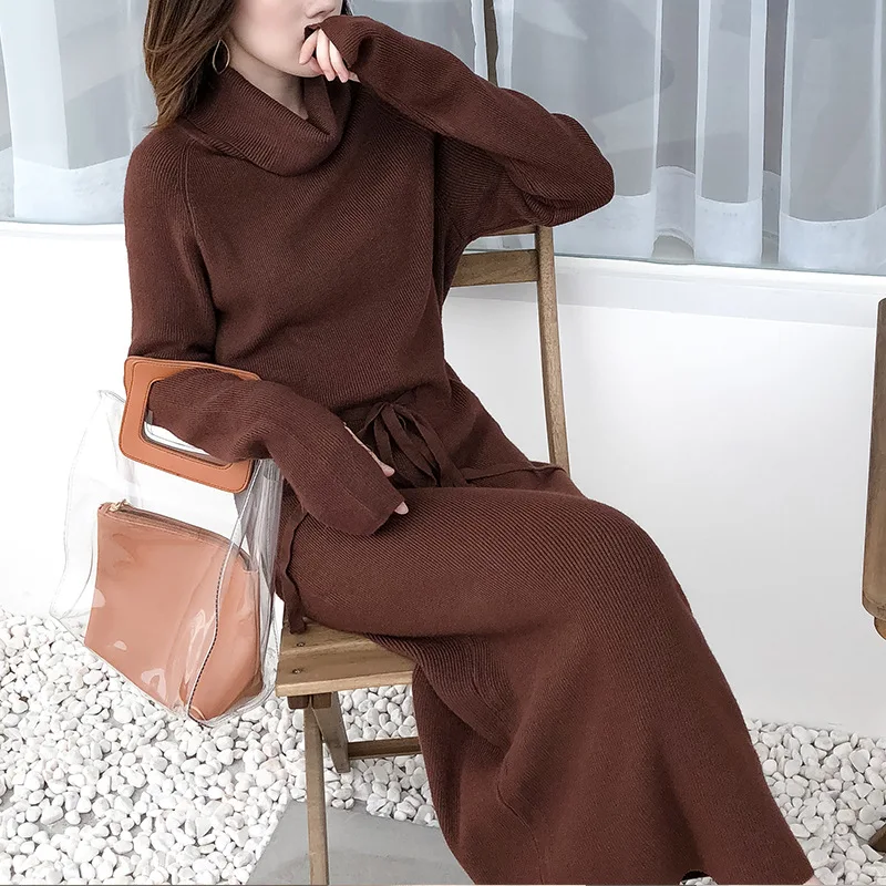 QWEEK Sweater Knitted One-Piece Dress Korean Women Knit Sweater Turtlrneck Dress Warm Balck Long Sleeve Midi Elegant Dresses
QWEEK Sweater Knitted One-Piece Dress Korean Women Knit Sweater Turtlrneck Dress Warm Balck Long Sleeve Midi Elegant Dresses