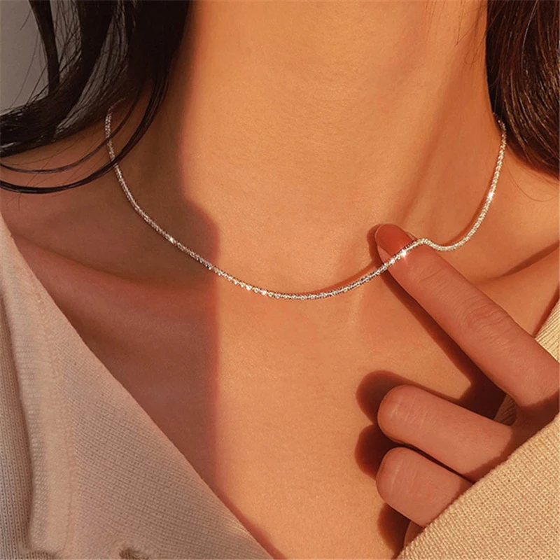 Popular Silver Gold Color Sparkling Stacking Clavicle Chain Choker Necklace For Women Fine Jewelry Wedding Party Birthday Gift
Popular Silver Gold Color Sparkling Stacking Clavicle Chain Choker Necklace For Women Fine Jewelry Wedding Party Birthday Gift