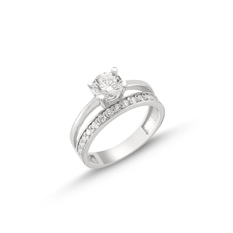 

Silverlina Silver Zircon Stone Single Row Yarımtur Engagement Ring
