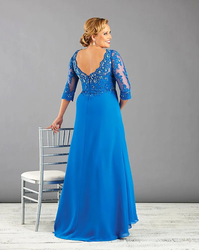 Blue Mother Of The Bride Dresses A-line 3/4 Sleeves Chiffon Lace Beaded Plus Size Groom Long Mother Dresses For Wedding
Blue Mother Of The Bride Dresses A-line 3/4 Sleeves Chiffon Lace Beaded Plus Size Groom Long Mother Dresses For Wedding