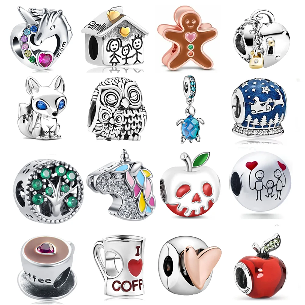 New 925 Sterling Silver Coffee Fox Owl Apple Freehand Heart Clip Charm bead Fit Original Pandora Bracelet DIY Jewelry For Women
New 925 Sterling Silver Coffee Fox Owl Apple Freehand Heart Clip Charm bead Fit Original Pandora Bracelet DIY Jewelry For Women
