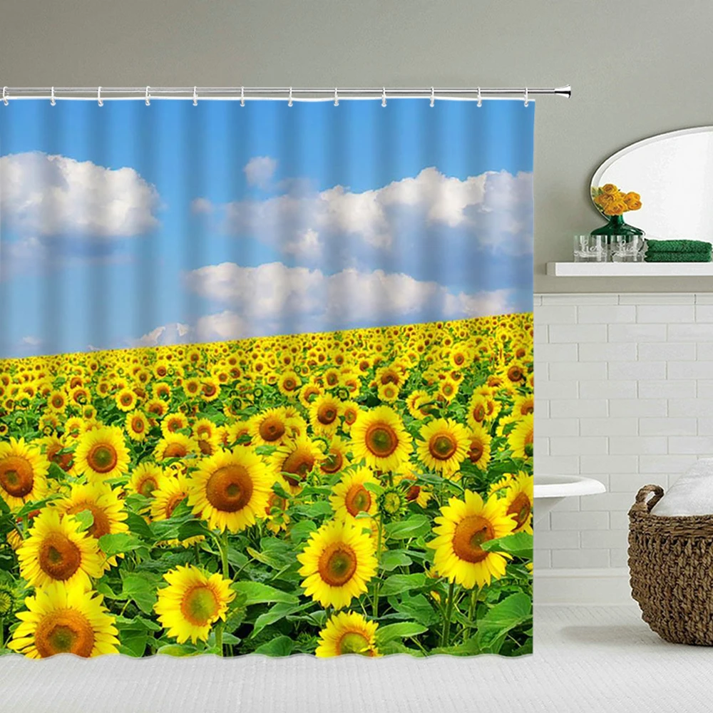 Waterproof Bathroom Curtains Sunflower Flowers 3d Shower Curtains With 12 Hooks Home Decoration Washable Fabric Bath Screen
Waterproof Bathroom Curtains Sunflower Flowers 3d Shower Curtains With 12 Hooks Home Decoration Washable Fabric Bath Screen