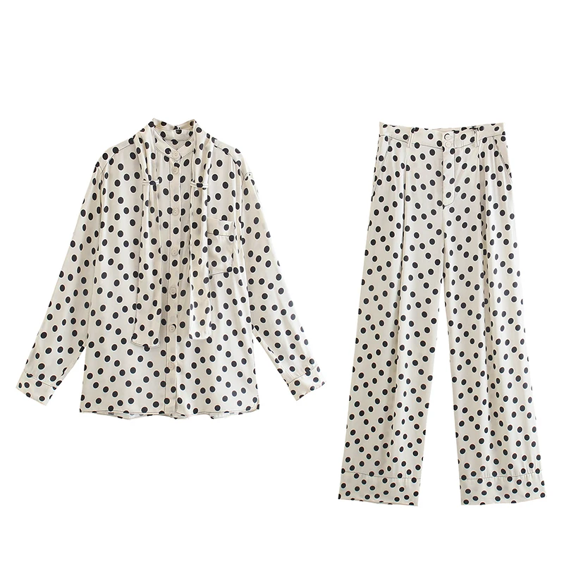 Women Summer Fashion Loose Dot 2-piece Sets Suits 2021 Shirts Tops and Wide Leg Pants Female Casual Sweet Street Suit Clothes 
Women Summer Fashion Loose Dot 2-piece Sets Suits 2021 Shirts Tops and Wide Leg Pants Female Casual Sweet Street Suit Clothes
