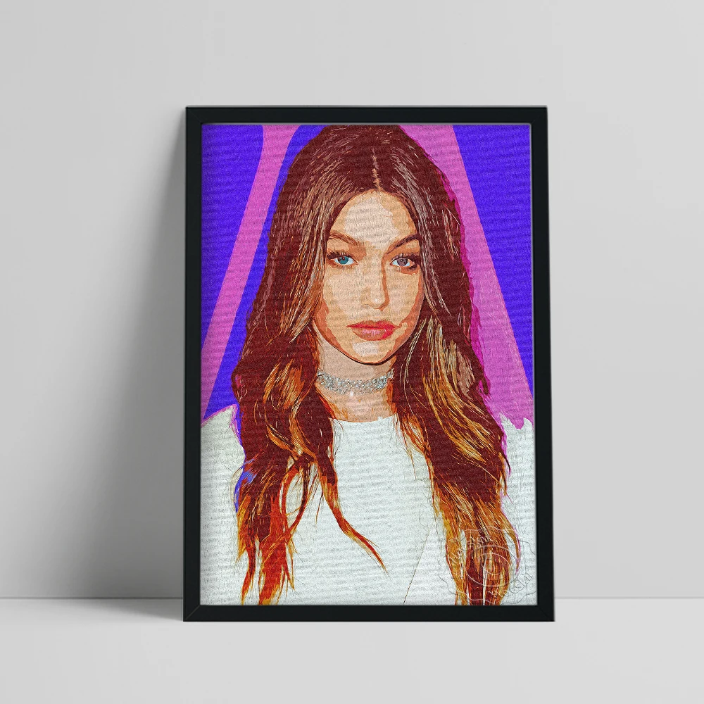 

Gigi Hadid Print, American Magazine Cover Model Poster, Girl Portrait Watercolour Painting, Minimalism Wall Art, Hadid Fans Gift