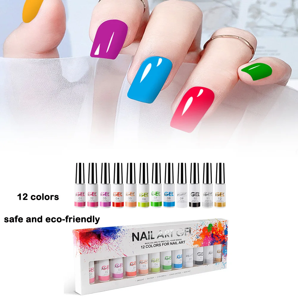12 Colors Painted Gel Nail Polish Set Line Art Set Drawing Painting UV/LED Soak off Gel Polish Set Manicure Kit Nail Polish
12 Colors Painted Gel Nail Polish Set Line Art Set Drawing Painting UV/LED Soak off Gel Polish Set Manicure Kit Nail Polish