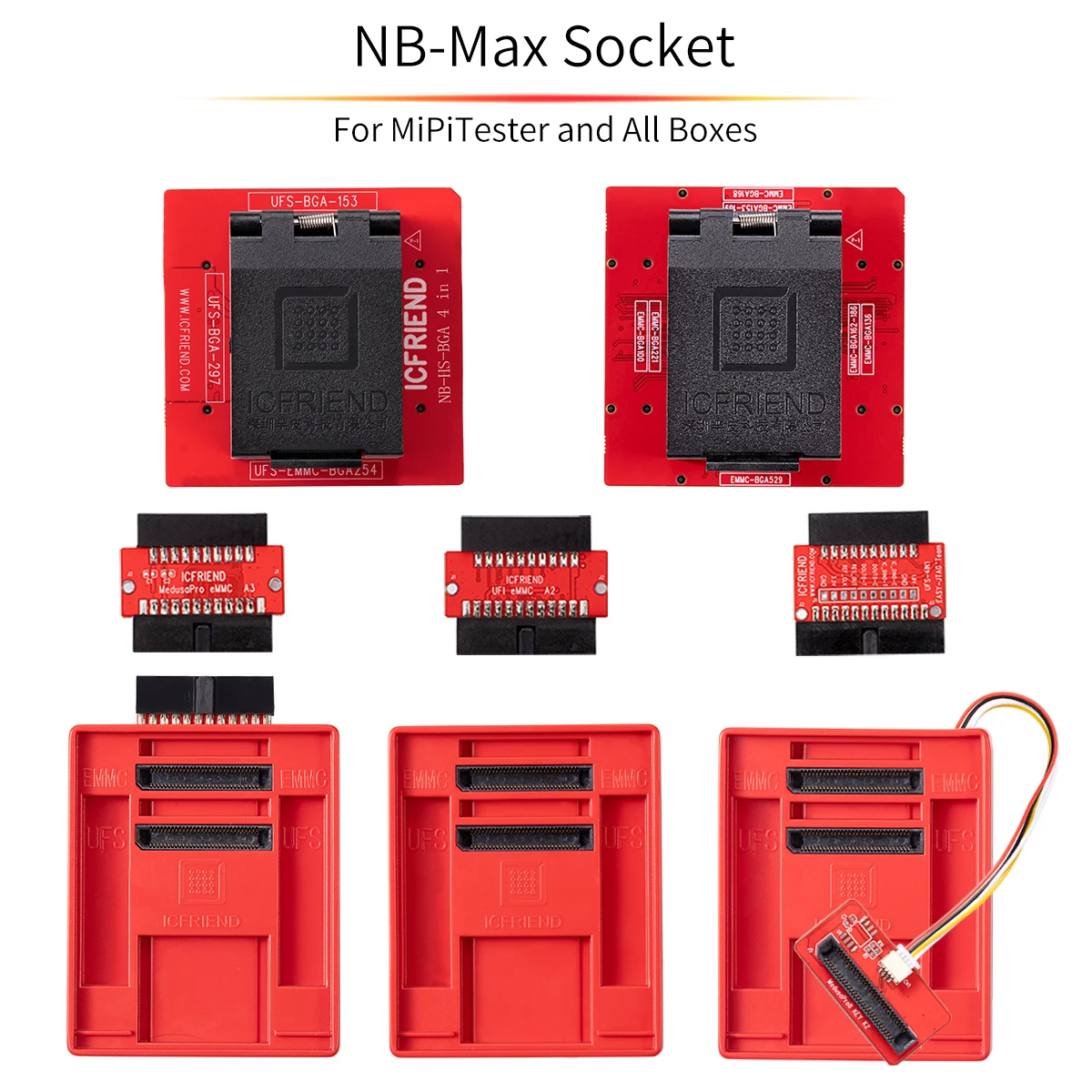 ICFRIEND NB-Max розетка для MIPItester E-mate EMMC и UFS BGA254 BGA297 BGA153 BGA168 BGA100 BGA186 Medusa Pro UFI стандартная