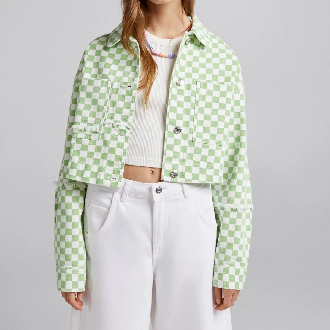 JUNWU Spring Autumn Women Green Plaid Lapel Single-Breasted Long-Sleeved Pocket Design Short Jacket Jacket Casual British Style
JUNWU Spring Autumn Women Green Plaid Lapel Single-Breasted Long-Sleeved Pocket Design Short Jacket Jacket Casual British Style