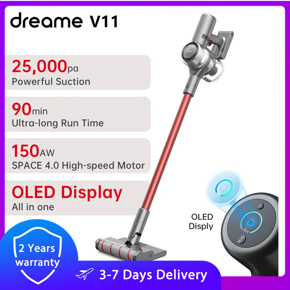 Dreame V11 Handheld Wireless Vacuum Cleaner 25000Pa OLED Display Portable Cordless Aspirator Dust Collector floor Carpet Cleaner
Dreame V11 Handheld Wireless Vacuum Cleaner 25000Pa OLED Display Portable Cordless Aspirator Dust Collector floor Carpet Cleaner