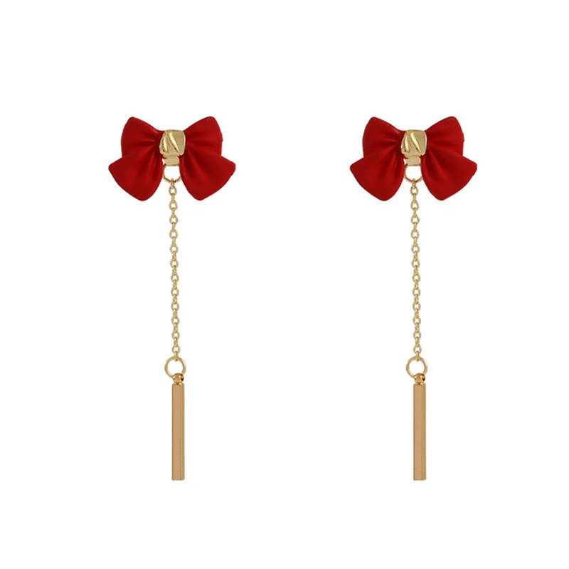 TIMEONLY Cute Red Black Color Bowknot Long Tassel Earring for Women Girls Delicate Jewellery Alloy Stick Chain Dangle Earring
TIMEONLY Cute Red Black Color Bowknot Long Tassel Earring for Women Girls Delicate Jewellery Alloy Stick Chain Dangle Earring