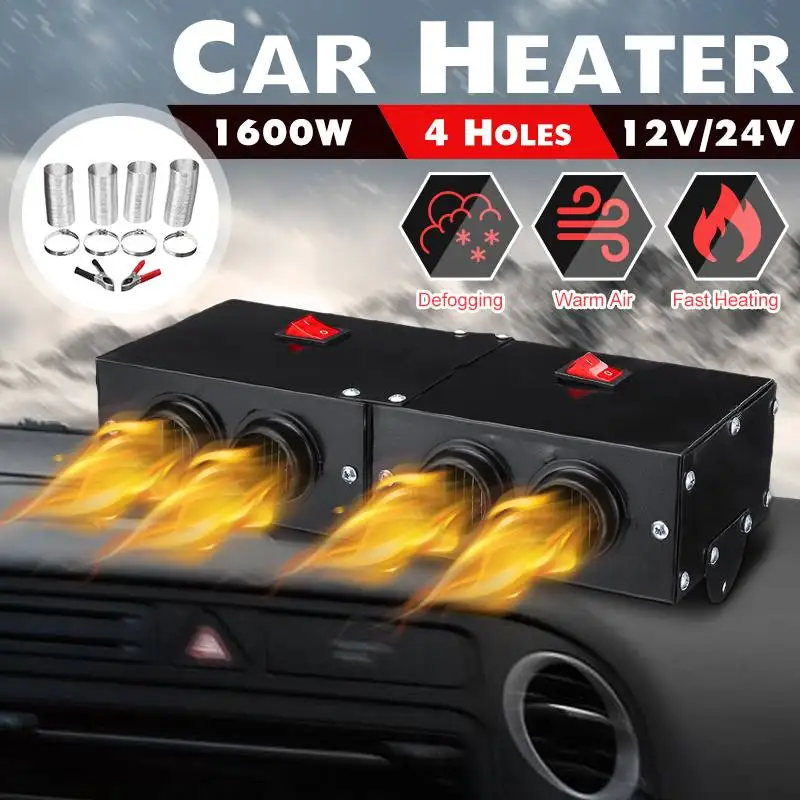 1600W 12V/24V Car Heater Fast Heating Air Fan Parking Heater 4 Holes Window Windshield Demister Defroster for Auto Car Truck Van
1600W 12V/24V Car Heater Fast Heating Air Fan Parking Heater 4 Holes Window Windshield Demister Defroster for Auto Car Truck Van