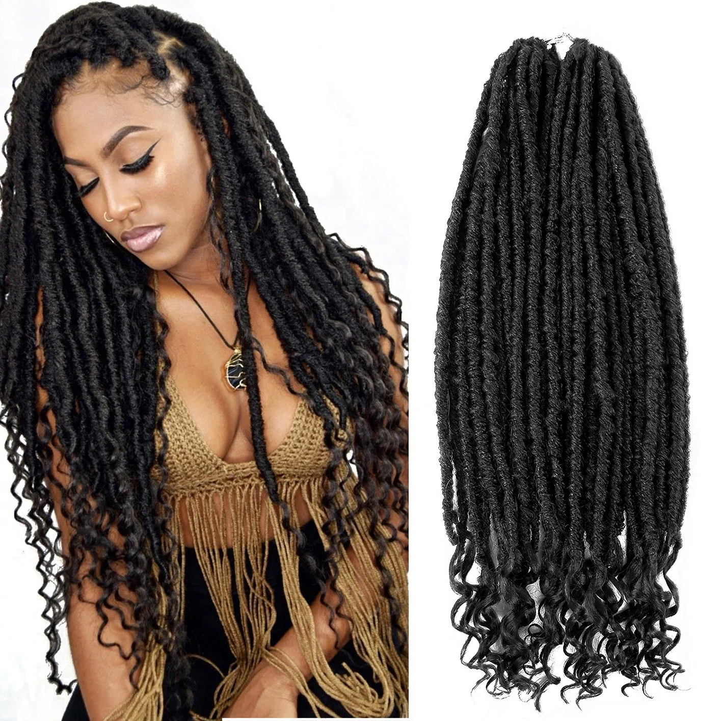 Богиня волосы искусственные локоны в стиле Crochet косы 18 дюймов 20 корней мягкие