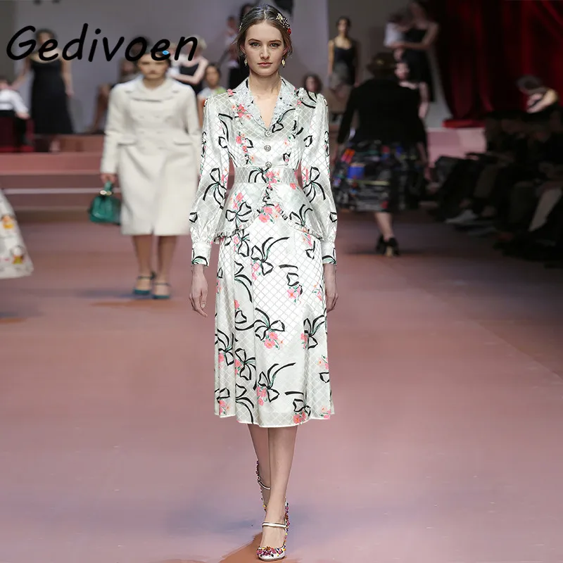 Gedivoen Runway Autumn Full Sleeve White Button Dresses Women's Elegant Flower Print Fashion Spliced Ruffles High Waist Dress
Gedivoen Runway Autumn Full Sleeve White Button Dresses Women's Elegant Flower Print Fashion Spliced Ruffles High Waist Dress