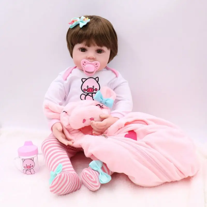 

19in Realistic Reborn Doll Soft Silicone Vinyl Newborn Babies Girl Princess Lifelike Handmade Toy Children Gifts