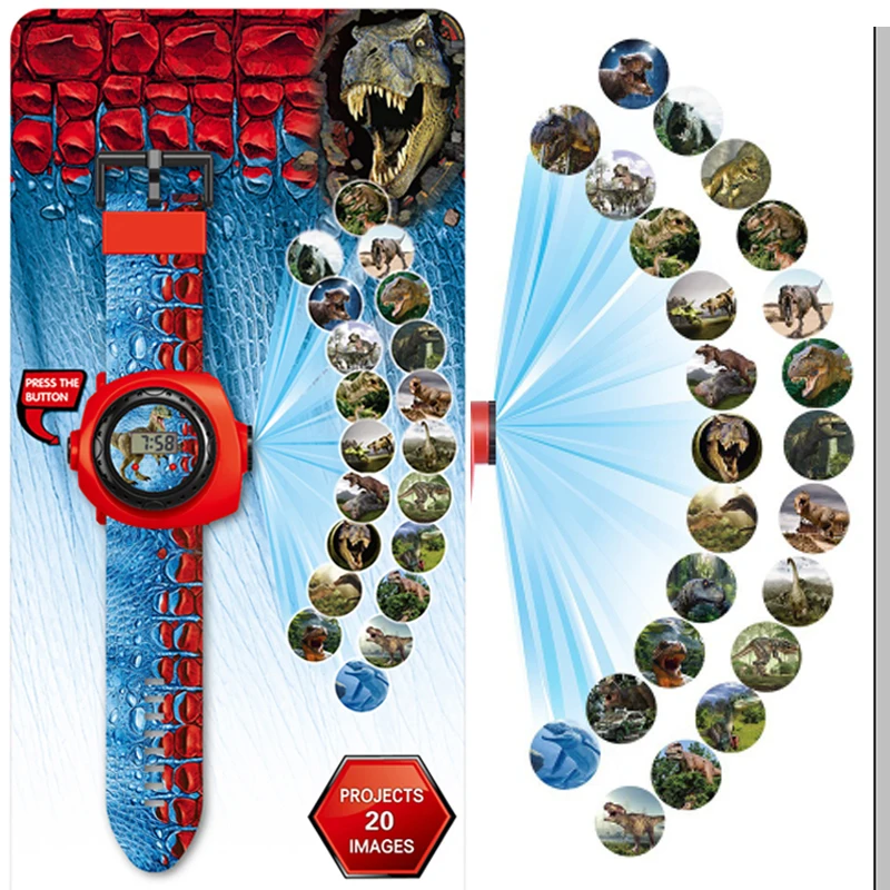 Мультфильм 20 картинок динозавр проекция детские часы игрушки мальчики девочки