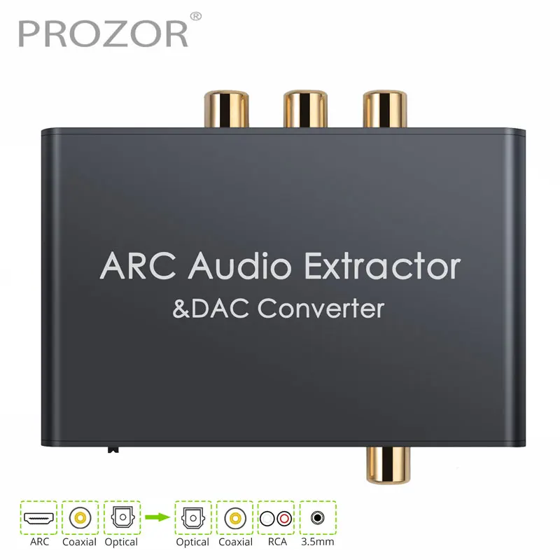 DAC Audio Converter ARC Audio Extractor HDMI-compatible Optical SPDIF Coaxial to Analog 3.5mm Digital to Analog Audio Converter
DAC Audio Converter ARC Audio Extractor HDMI-compatible Optical SPDIF Coaxial to Analog 3.5mm Digital to Analog Audio Converter