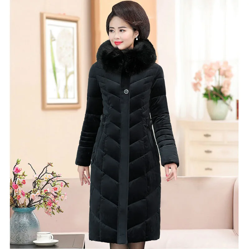 Women Winter Coat Gold velvet Down Cotton Jacket Parkas Long Coats Warm Thicken Female Jacket Hooded Outerwear Plus Size 5XL
Women Winter Coat Gold velvet Down Cotton Jacket Parkas Long Coats Warm Thicken Female Jacket Hooded Outerwear Plus Size 5XL