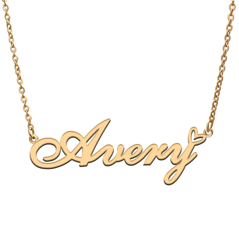 Love Heart Avery Name Necklace for Women Stainless Steel Gold & Silver Nameplate Pendant Femme Mother Child Girls Gift
Love Heart Avery Name Necklace for Women Stainless Steel Gold & Silver Nameplate Pendant Femme Mother Child Girls Gift