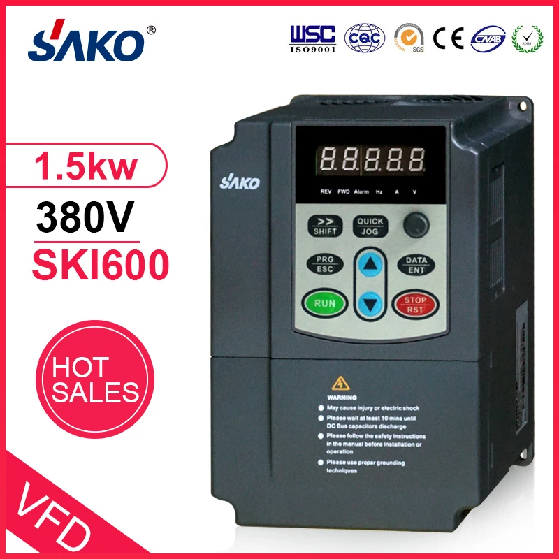 Трехфазный вход SAKO SKI600 380 В 1 5 кВт 2HP VFD инвертор с переменной частотой для контроля