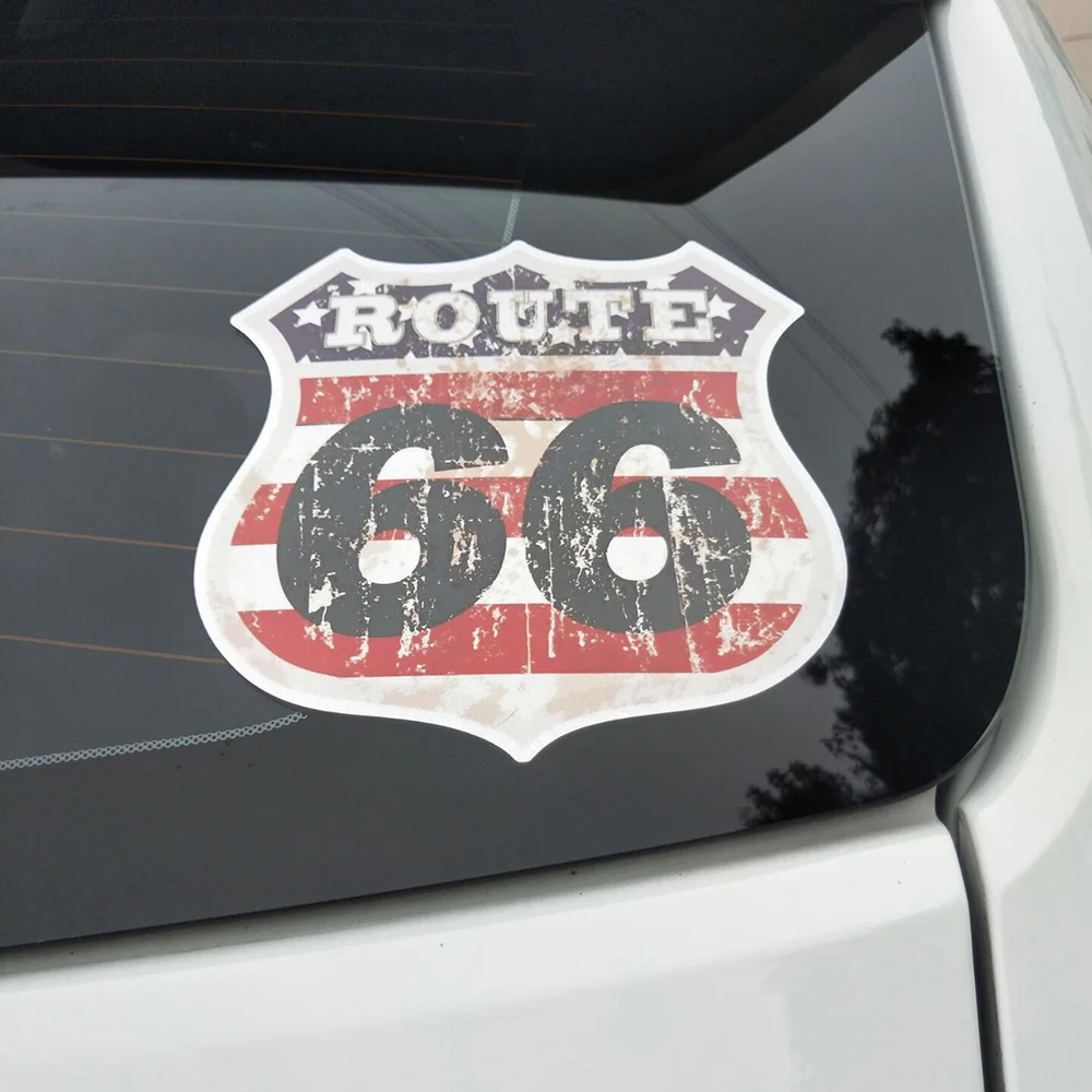 

14.7cm * 15.2cm Fashion Decoration Route 66 PVC Waterproof Sunscreen Decal Car Sticker Car Motorcycle Sticker