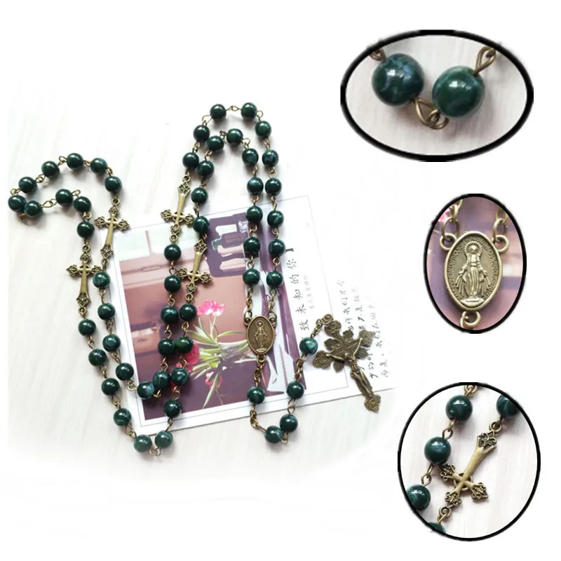 Handmade Vintage Religion Cross Pendant Rosary Necklace Alloy Virgin Jesus Choker Round Bead Chain Jewelry
Handmade Vintage Religion Cross Pendant Rosary Necklace Alloy Virgin Jesus Choker Round Bead Chain Jewelry