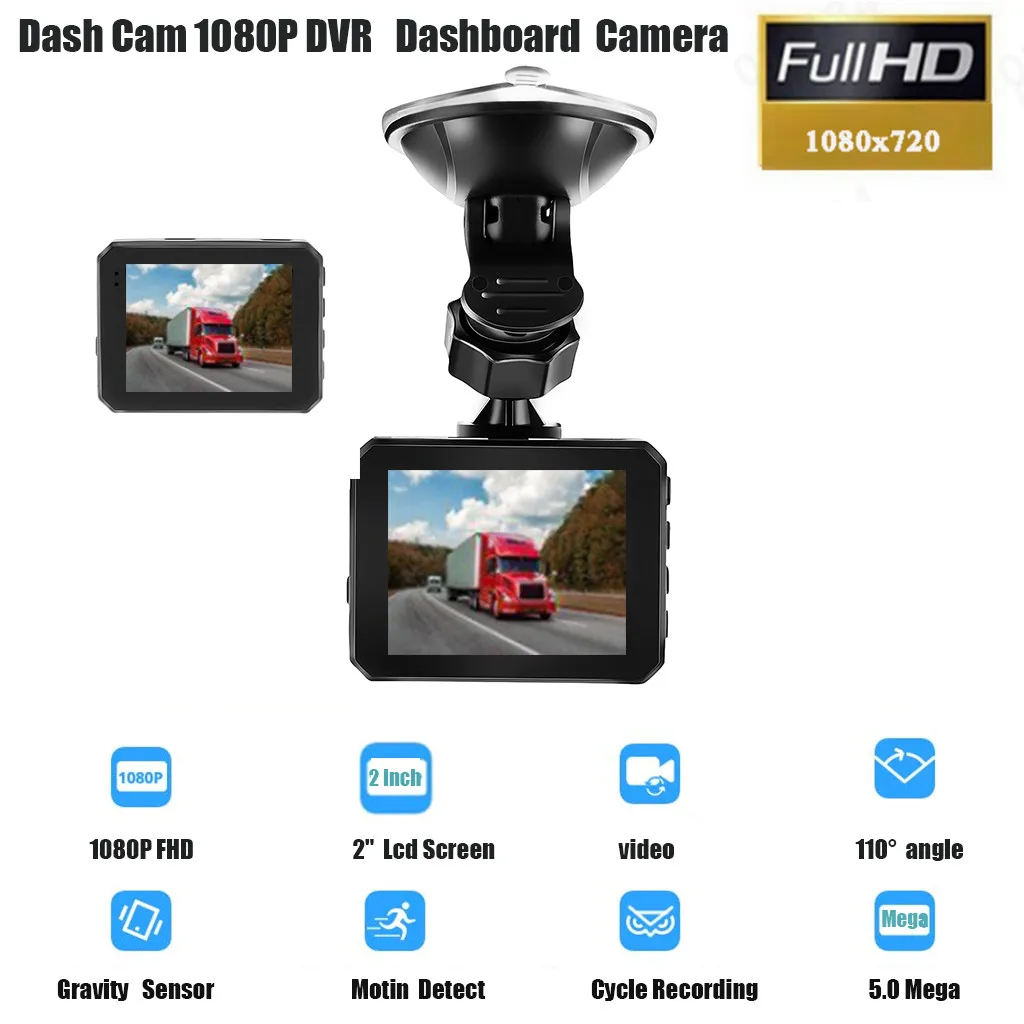 Dash Cam 1080P видеорегистратор для приборной панели Камера Full HD 2 дюйма ЖК дисплей