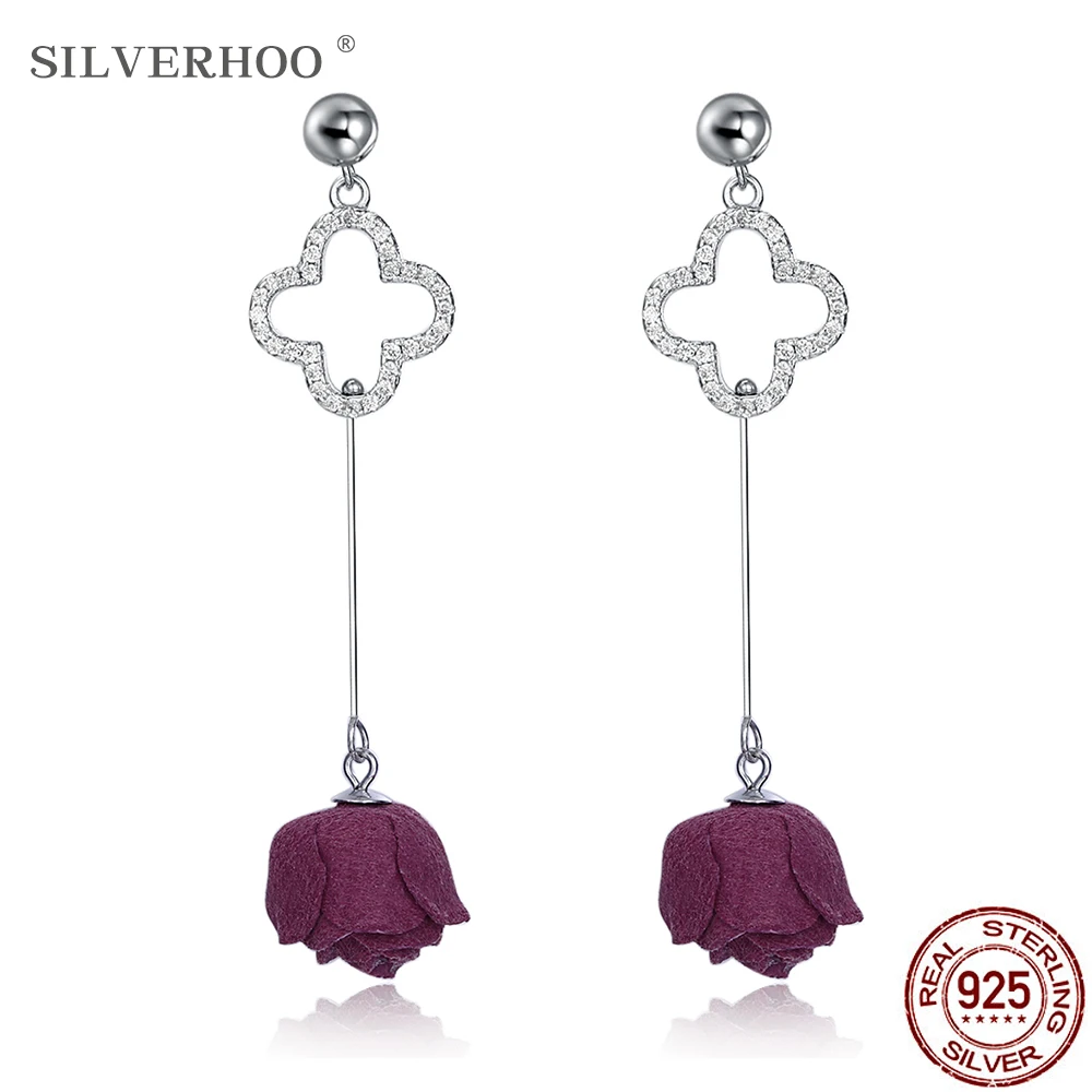 SILVERHOO 925 Sterling Silver Earrings For Women Flower Design Inlaid Zircon Drop Earring Anniversary Fine Jewelry New Arrival
SILVERHOO 925 Sterling Silver Earrings For Women Flower Design Inlaid Zircon Drop Earring Anniversary Fine Jewelry New Arrival