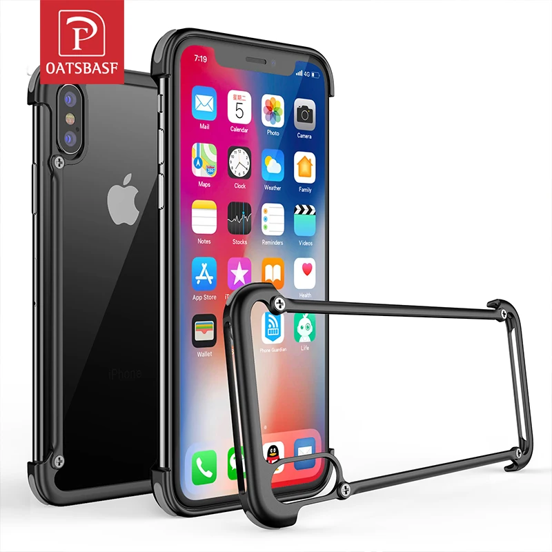OATSBASF metal frame shape with airbag shockproof phone case for iphone XS Max XS XR Protective bumper back cover with film
OATSBASF metal frame shape with airbag shockproof phone case for iphone XS Max XS XR Protective bumper back cover with film