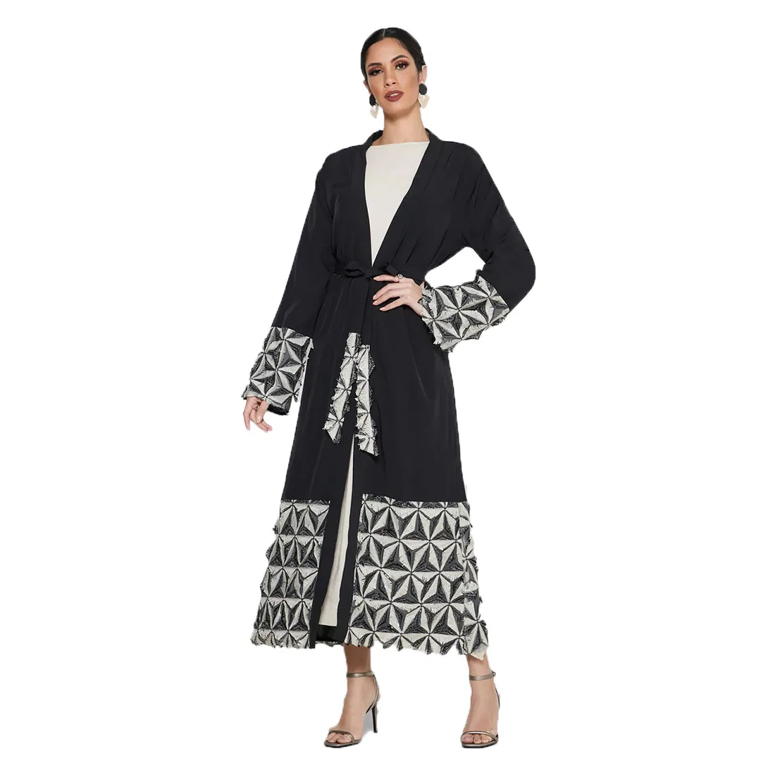 BianFeng Women's Muslim New Fashion Abaya Stitching Lace up Cardigan Robe Long Sleeve Slim Fit Dress 
BianFeng Women's Muslim New Fashion Abaya Stitching Lace up Cardigan Robe Long Sleeve Slim Fit Dress