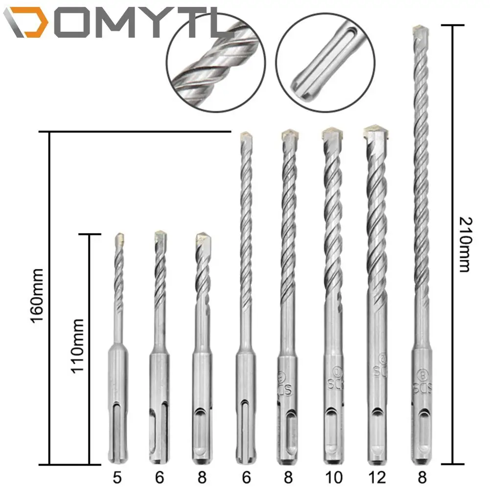 8Pcs Rotary Hammer Round Handle Two Pits Slots Concrete Impact Drill Bits 5*110 6*110 8*110 6*160 8*160 10*160 12*160 8*210
8Pcs Rotary Hammer Round Handle Two Pits Slots Concrete Impact Drill Bits 5*110 6*110 8*110 6*160 8*160 10*160 12*160 8*210
