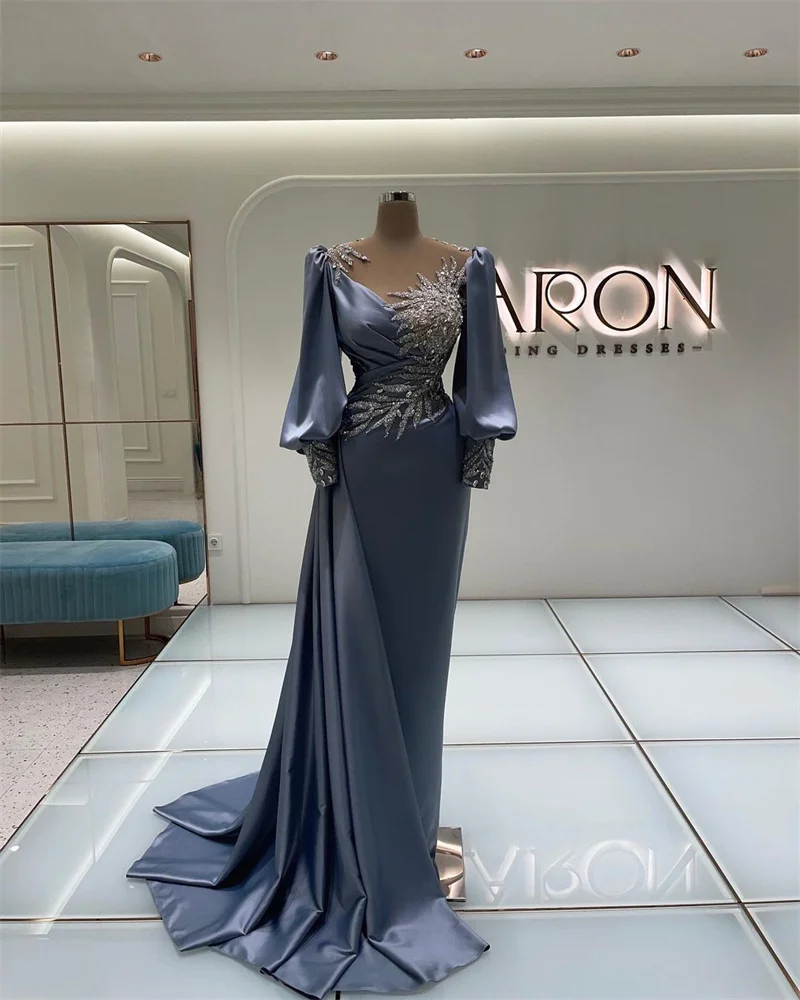 Light Blue Formal Dress Women Elegant Long Sleeve Prom Dress Luxury Dubai V-Neck Beaded Crystal Stain Mermaid Evening Gowns
Light Blue Formal Dress Women Elegant Long Sleeve Prom Dress Luxury Dubai V-Neck Beaded Crystal Stain Mermaid Evening Gowns