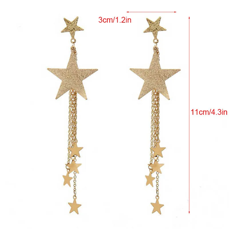 1 Pair Pop Creative Fancy Original Metal Tassel Earring Star Earrings Hanging Hoop Long Earrings Girls Fashion Jewelry Gift
1 Pair Pop Creative Fancy Original Metal Tassel Earring Star Earrings Hanging Hoop Long Earrings Girls Fashion Jewelry Gift