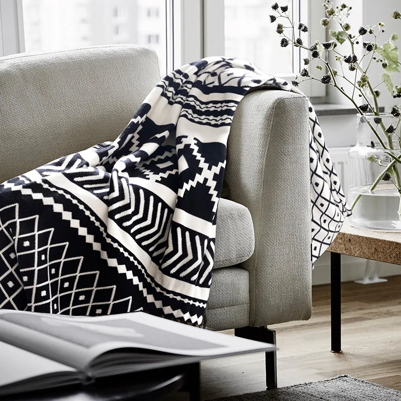 DUNXDECO Blanket Cotton Bedspread Knitting Throw Nordic Modern Simple White Black Geometric Air-condition Sofa Bedding 130x180CM
DUNXDECO Blanket Cotton Bedspread Knitting Throw Nordic Modern Simple White Black Geometric Air-condition Sofa Bedding 130x180CM