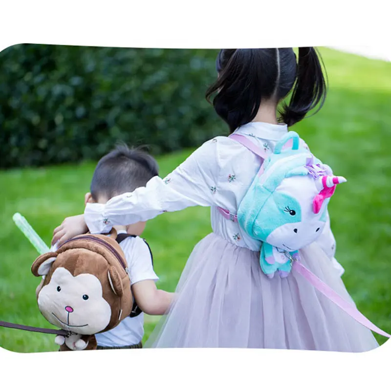 Детский рюкзак с защитой от потери плюшевый мультяшными животными со шнурком 100