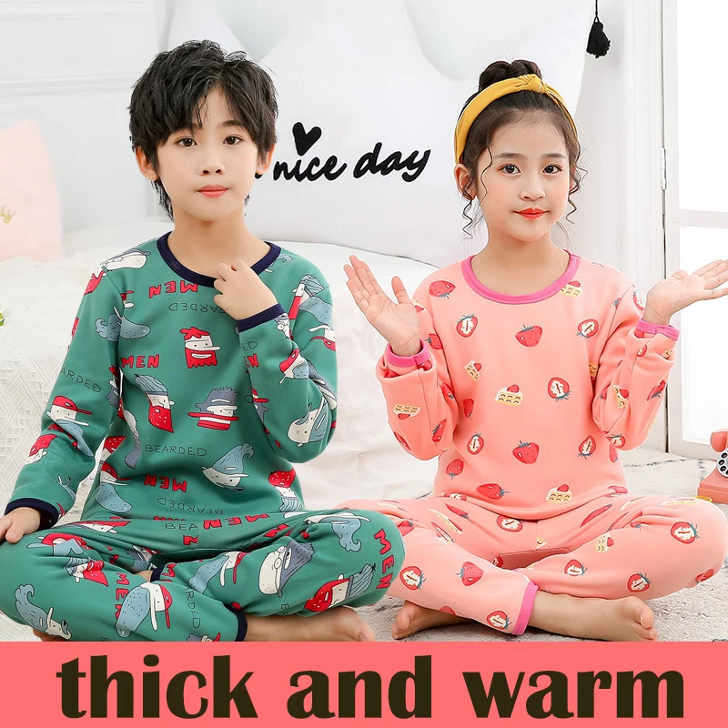 

Комплект детского термобелья с бархатным утеплителем, зимняя одежда для мальчиков и девочек, детские кальсоны, домашняя одежда, костюмы