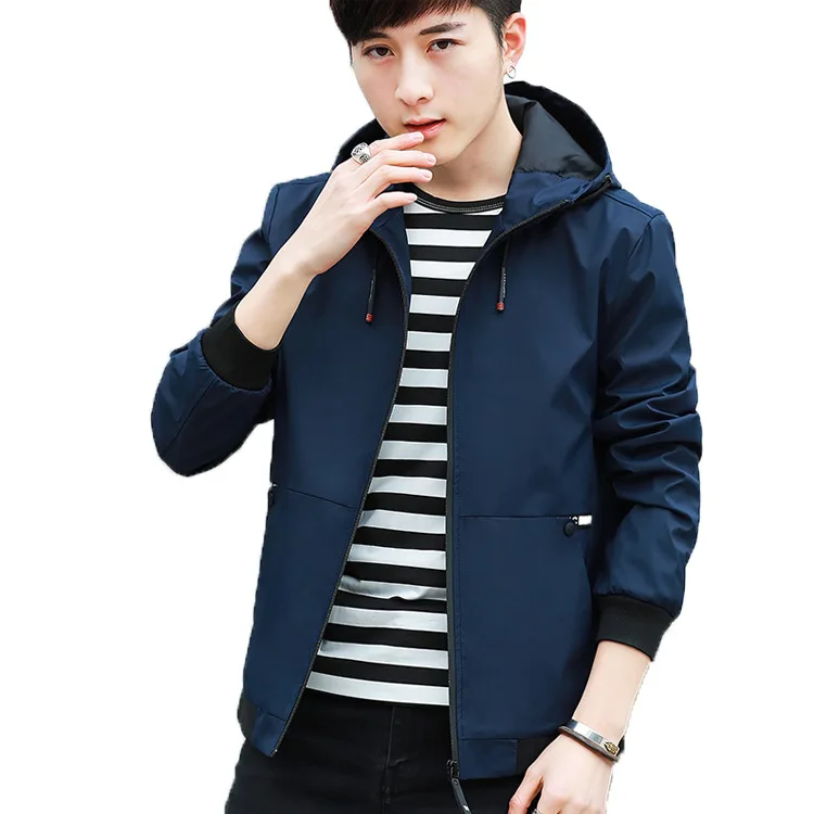 New style pure color men's casual jacket, hooded men's coat 
New style pure color men's casual jacket, hooded men's coat