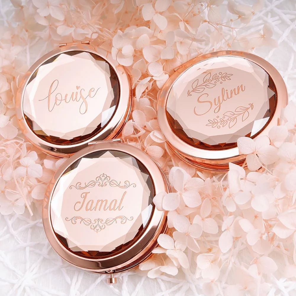 Personalized Makeup Mirrors Bride Compact Rose Gold Mirror Crystal Wedding Bridesmaid Gift For Guests Bachelorette Party
Personalized Makeup Mirrors Bride Compact Rose Gold Mirror Crystal Wedding Bridesmaid Gift For Guests Bachelorette Party