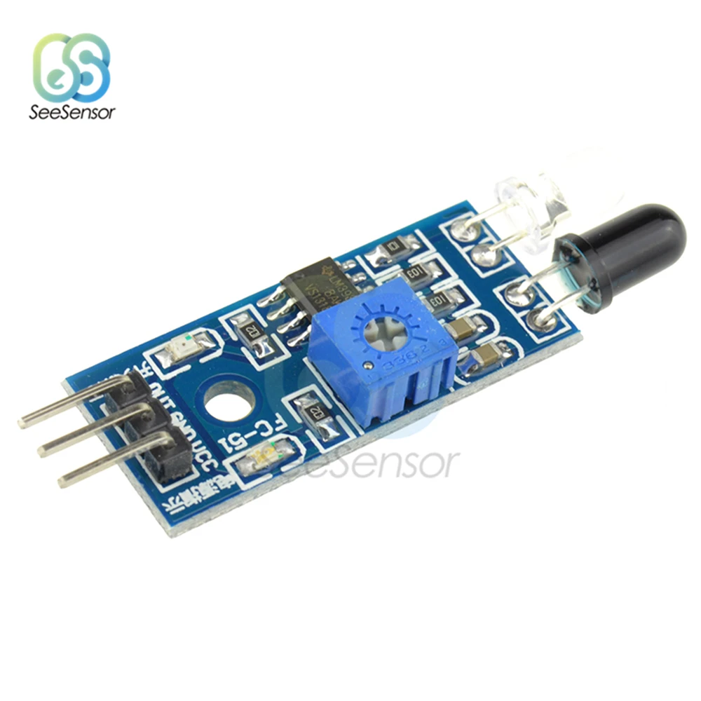 

IR Infrared Obstacle Avoidance Sensor Module for Arduino Smart Car Robot 3-wire Reflective Photoelectric DC 3.3V-5V