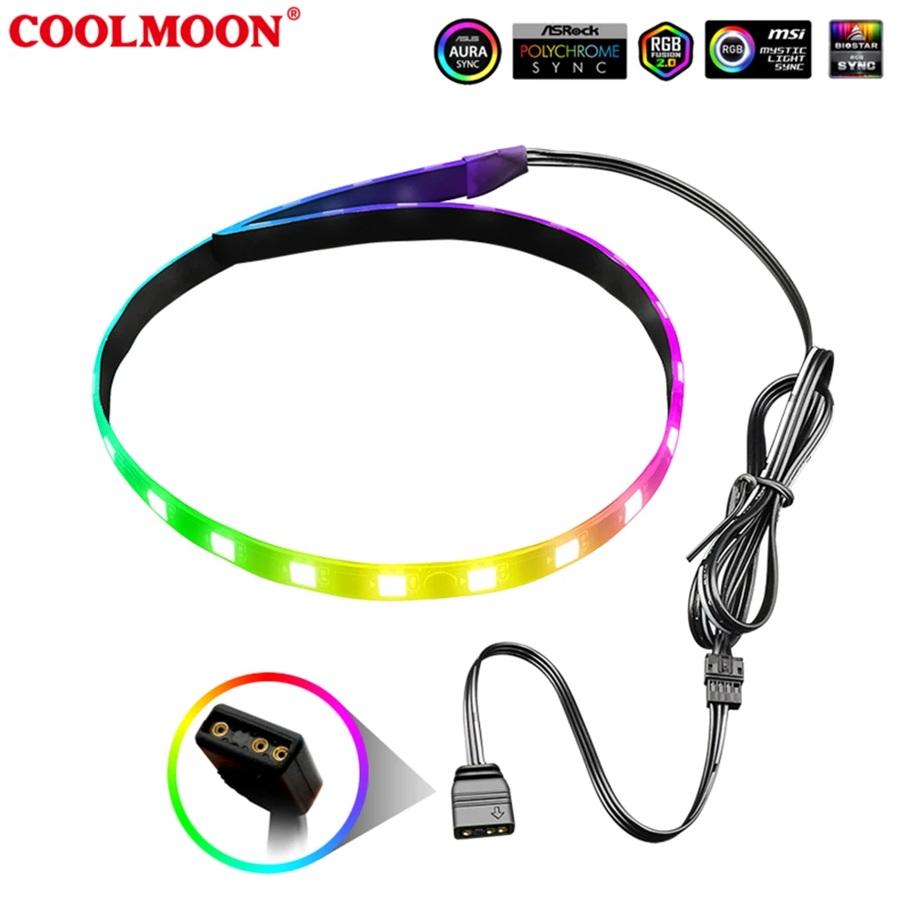 Coolmoon PC RGB светодиодная лента для материнской платы с 4-контактным RGB/5В угловой