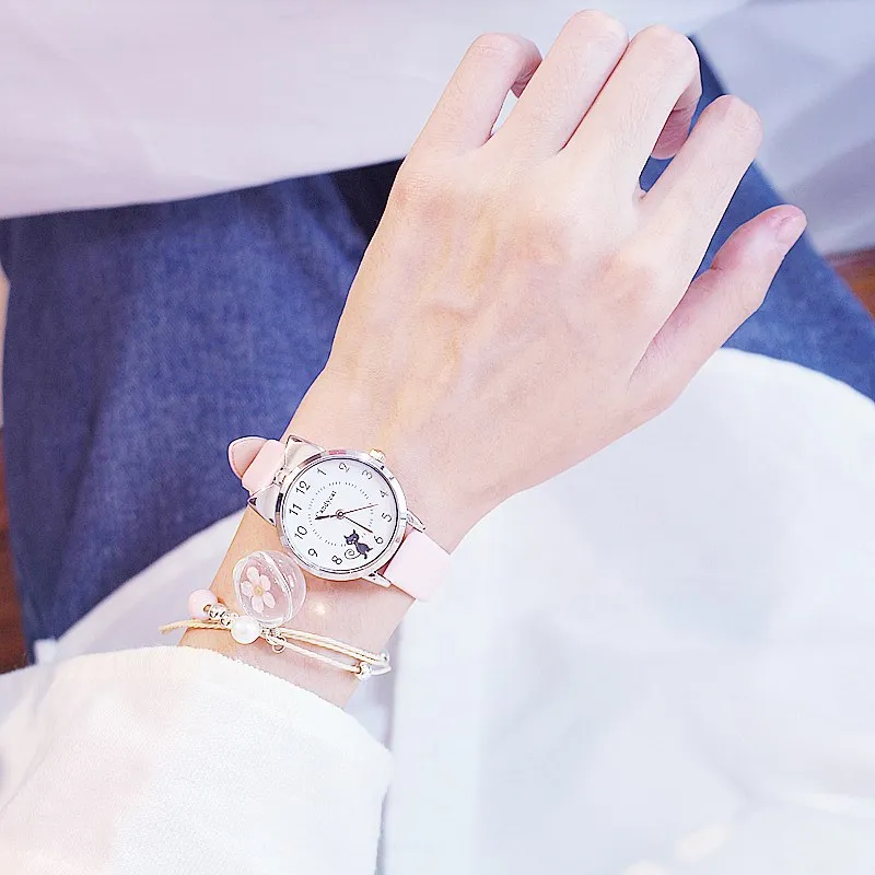 QW Fashion Students Children Pink Watch Round Analog Clock Wristwatch Girls Leather Child Hours Black Cat Quartz Wrist Watches 
QW Fashion Students Children Pink Watch Round Analog Clock Wristwatch Girls Leather Child Hours Black Cat Quartz Wrist Watches