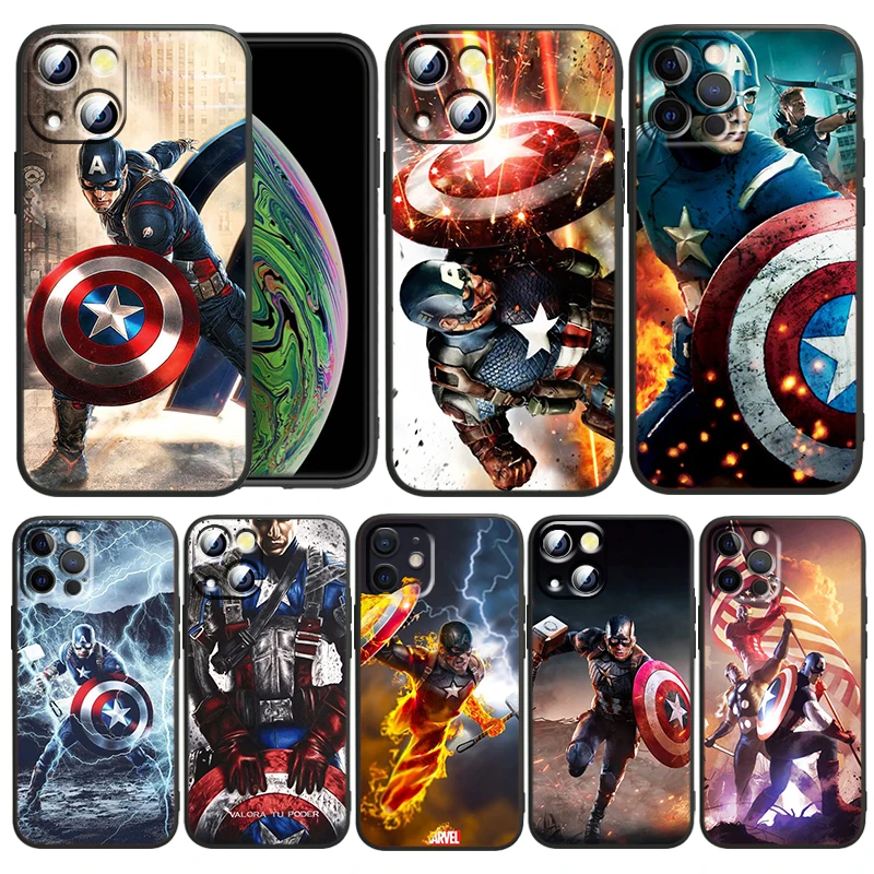 

Captain America cool For Apple iPhone 13 12 Pro Max Mini 11 Pro XS Max X XR 6 7 8 Plus SE2020 Capa Black Phone Case