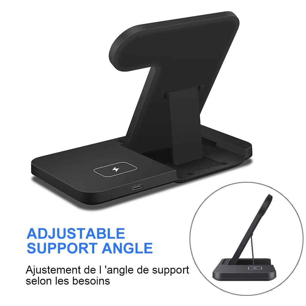 3 in 1 Foldable Wireless Charger for Apple Watch 7 6 SE 5 4 15W QI Fast Charging Stand For iPhone 13 12 11 XS XR X 8 Airpods Pro | Мобильные