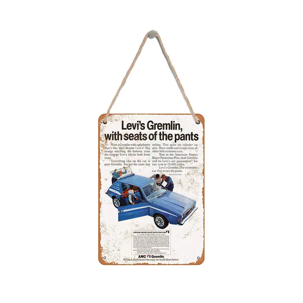 Isaric Wood Hanging Sign 8 X 12 Inches 1972 Levis AMC Gremlin Funny Wooden Sign
Isaric Wood Hanging Sign 8 X 12 Inches 1972 Levis AMC Gremlin Funny Wooden Sign