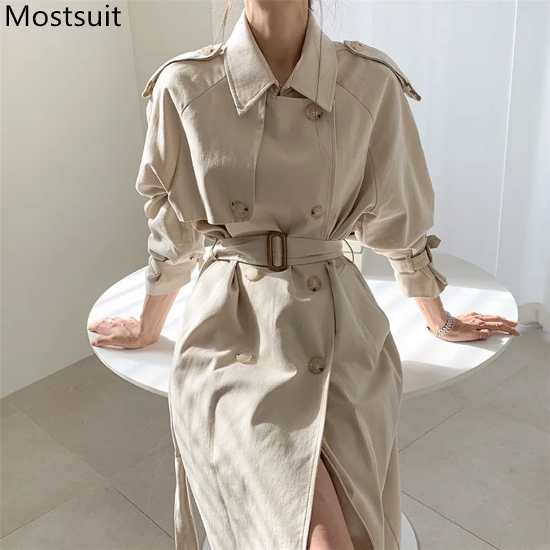 High Quality Korean Fashion Women Long Trench Coat Double-breasted Turn-down Collar Belted Ladies Elegant Outercoat Overcoat
High Quality Korean Fashion Women Long Trench Coat Double-breasted Turn-down Collar Belted Ladies Elegant Outercoat Overcoat