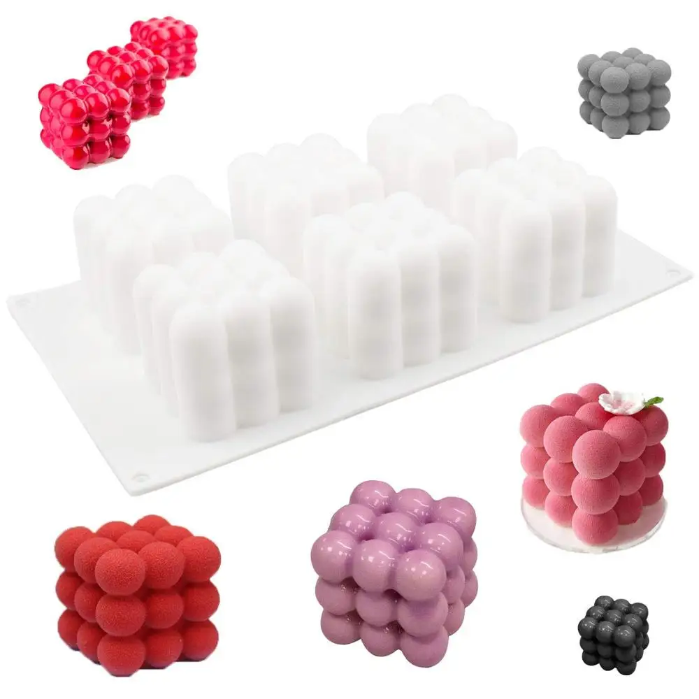 Силиконовые формы торт мусс 3D Magic Cube пузырь пресс-форм 6-Полость формочка для